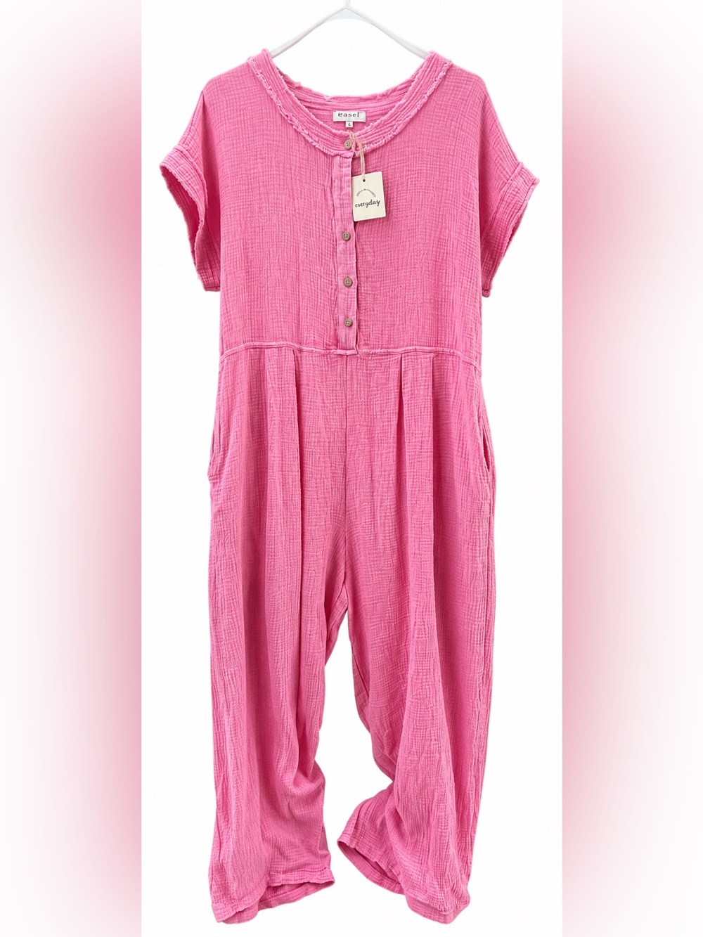 Mittoshop Soft Pink Cotton Gauze Romper NWT fits big!